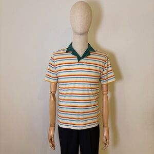 ASOS Organic Cotton Striped Polo Shirt - Size M - Retro Vibes
